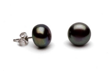 9.0-10.0mm AA+ Freshwater Button Pearl Stud Earrings